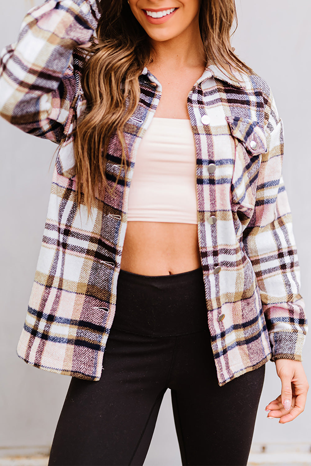 Chaqueta con bolsillos y estampado de cuadros geométricos