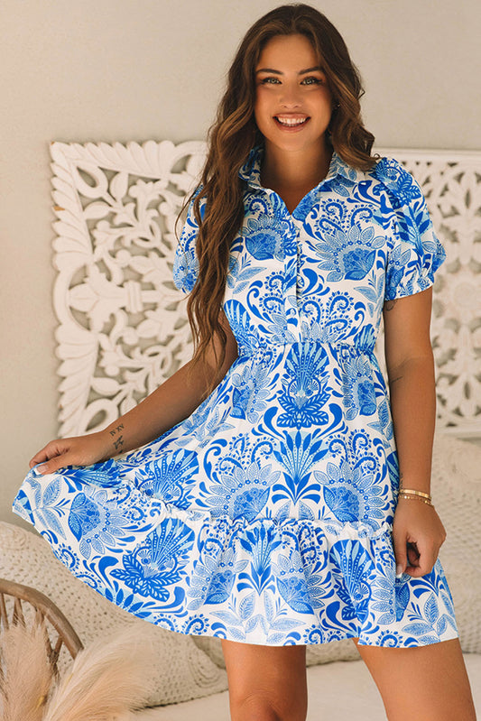 vestido azul floral