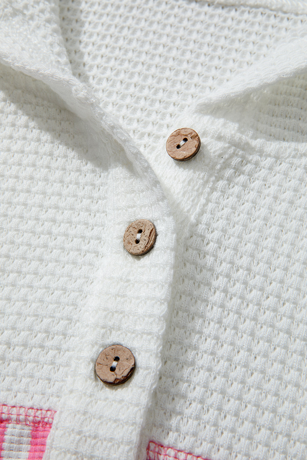 Sudadera con capucha de talla grande con botones, punto gofre, patchwork de leopardo y rayas rosas