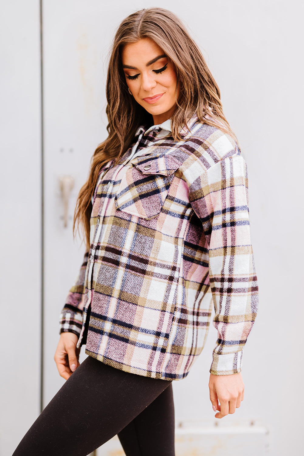 Chaqueta con bolsillos y estampado de cuadros geométricos