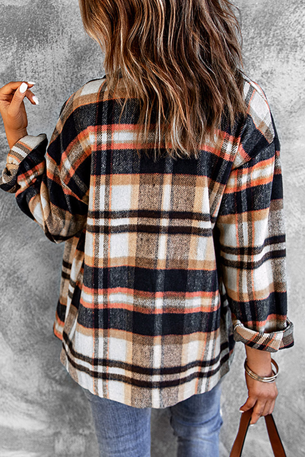 Chaqueta con bolsillos y estampado de cuadros geométricos